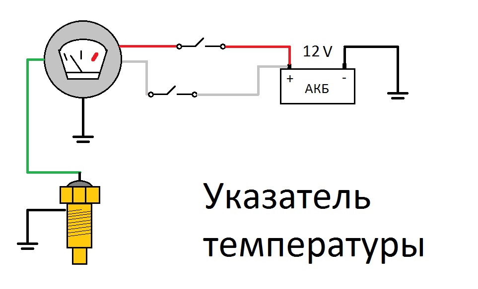 Схема подключения прибора температуры охлаждающей жидкости ваз 2106