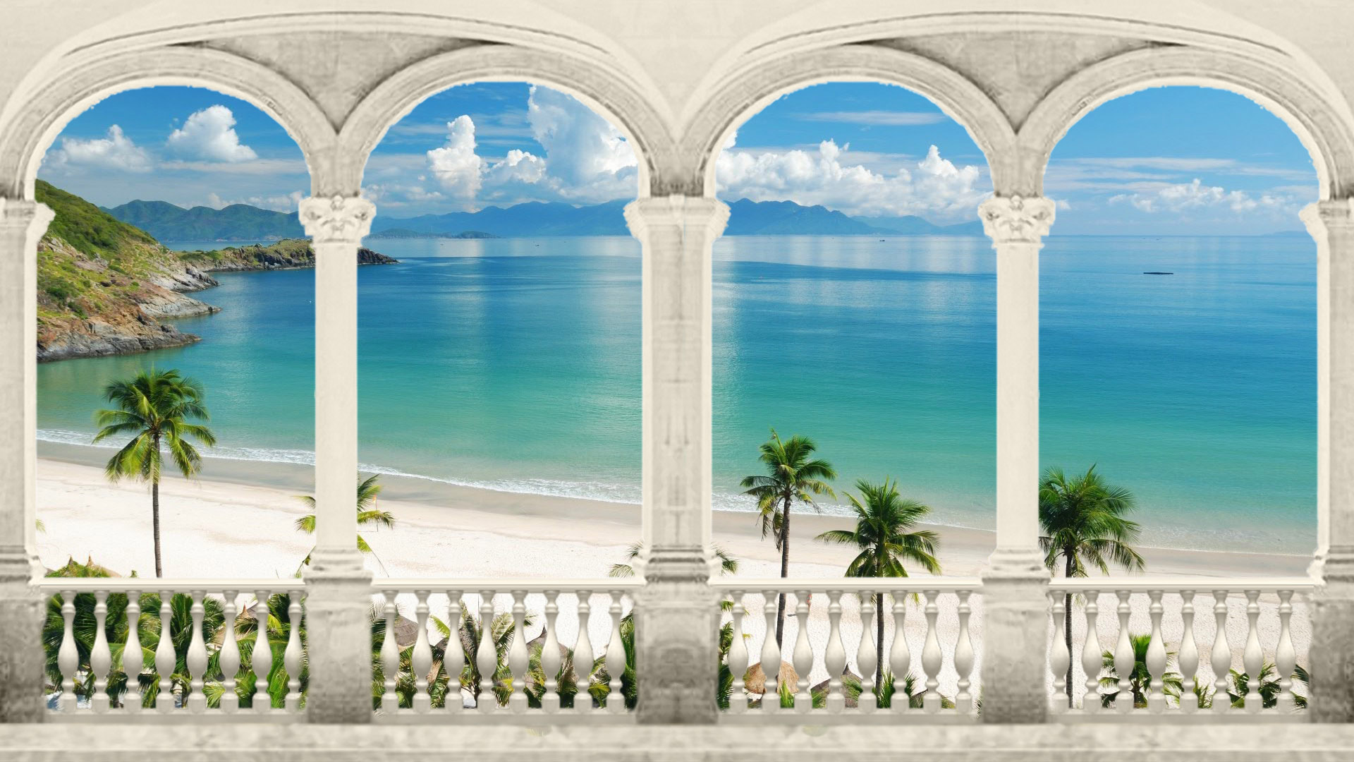 Арка море. Рим фрески колоннада. Арка с видом на море. Фотообои расширяющие пространство. Фреска арка.