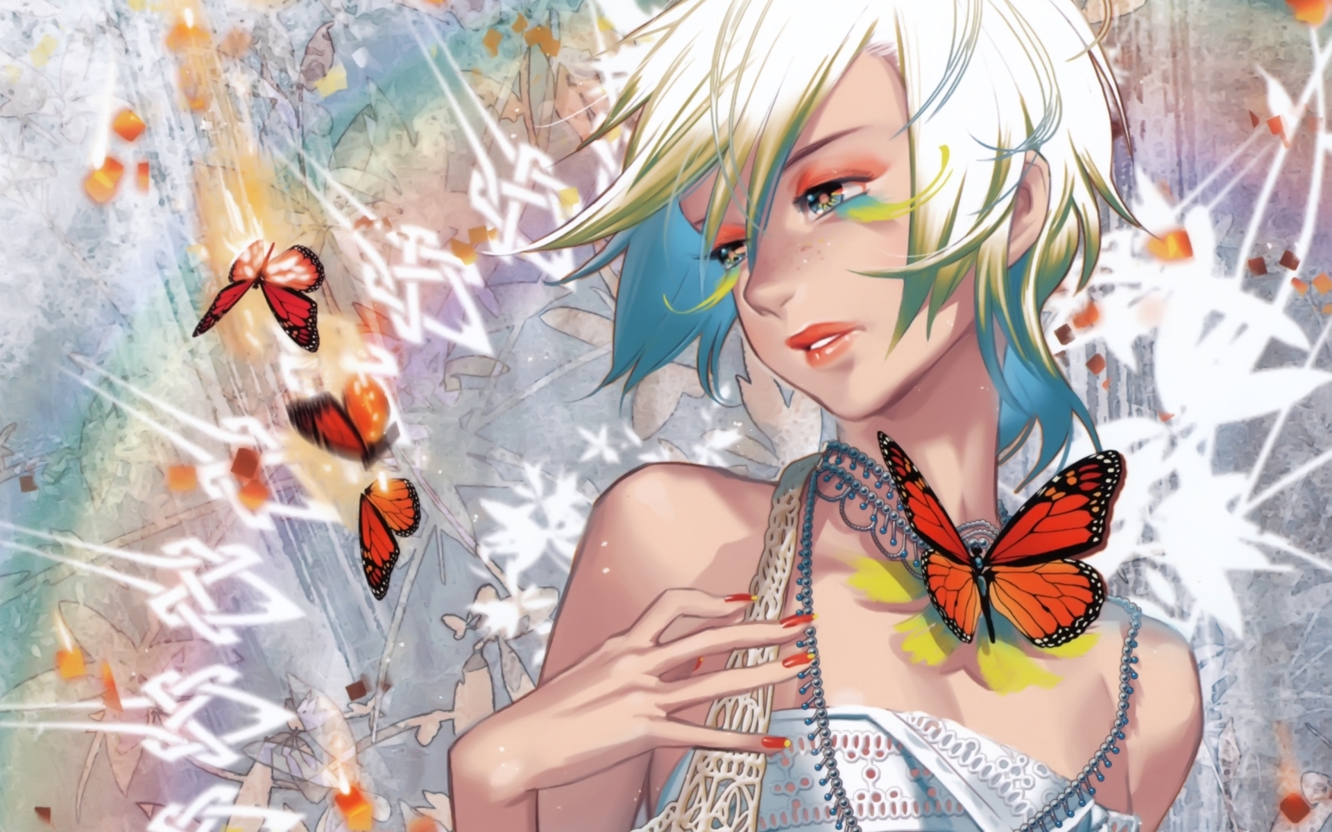 Девушка с бабочками на руках без смс